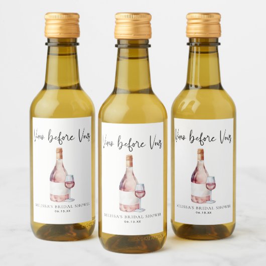 エレガントピンクヴィーノウィーブーズブライダルシャワー支持 ワインラベル (ボトル)