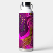 エレガントピンク大理石アーフェイクト金ゴールドグリッター ウォーターボトル (正面)
