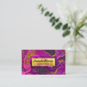 エレガントピンク大理石アーフェイクト金ゴールドグリッター 名刺 (スタンド正面)