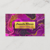 エレガントピンク大理石アーフェイクト金ゴールドグリッター 名刺 (正面)