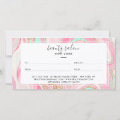 エレガントピンク大理石バラ金ゴールドグリッターギフトカード (裏面)