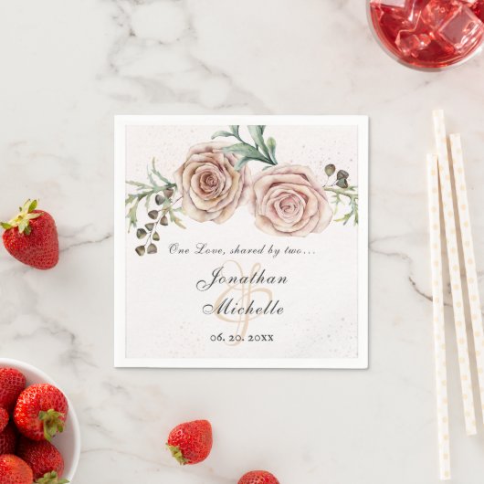 エレガントピンク感動的ロ結婚ス スタンダードカクテルナプキン (インサイチュ)