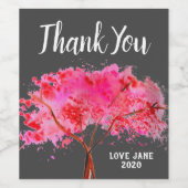 エレガントピンク感謝していのさくらんぼモダンの花 ワインラベル (シングルラベル)