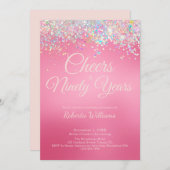 エレガントピンク書道90番誕生日招待状 招待状 (正面/裏面)