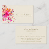 エレガントピンク水彩フローラモダン美しい 名刺 (正面/裏面)