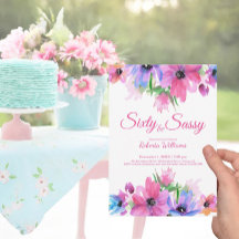 エレガントピンク水彩フローラ60誕生日