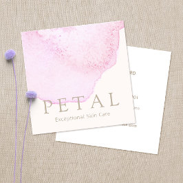 エレガントピンク水彩花弁皮気にスパ スクエア名刺