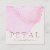 エレガントピンク水彩花弁皮気にスパ スクエア名刺 (正面)