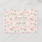 エレガントピンク水彩花模様フェスティバル 割引カード (正面)