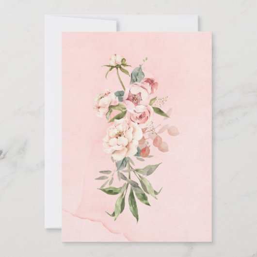 エレガントピンク牡丹ウォーターフローラ結婚ズ 招待状 (裏面)