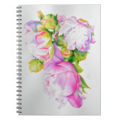 エレガントピンク白フローラ水絵を描色 ノートブック (正面)