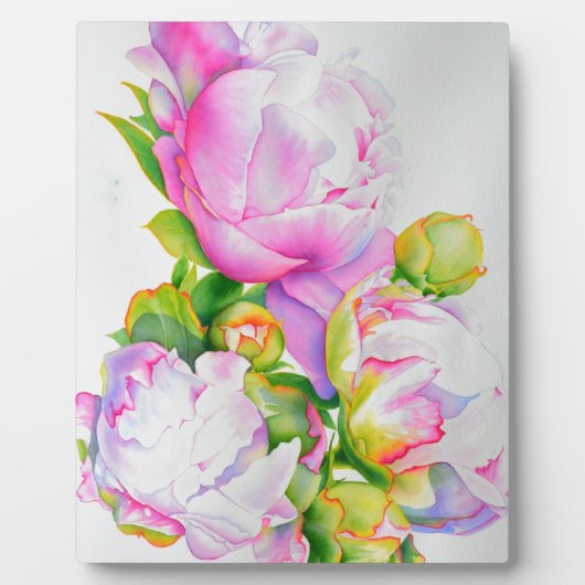 エレガントピンク白フローラ水絵を描色 フォトプラーク