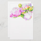 エレガントピンク白フローラ水絵を描色 便箋 (正面/裏面)