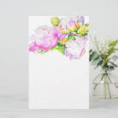 エレガントピンク白フローラ水絵を描色 便箋 (スタンド正面)