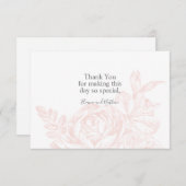 エレガントピンク白フローラ結婚ズ サンキューカード (正面/裏面)