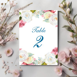 エレガントピンク白フローラ結婚ズ テーブルナンバー