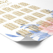 エレガントピンク結婚フローラ素朴の座席グラフ ポスター (角)