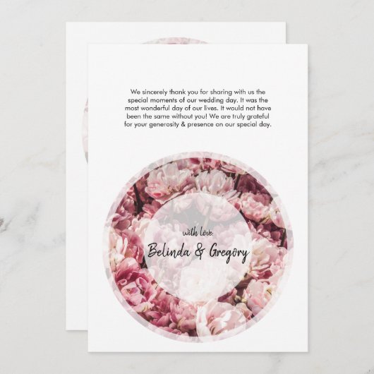 エレガントピンク結婚牡丹 サンキューカード (正面/裏面)