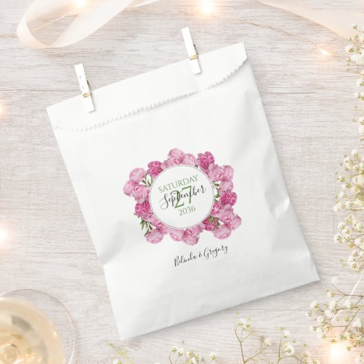 エレガントピンク結婚牡丹 フェイバーバッグ (クリップ留めされた状態)