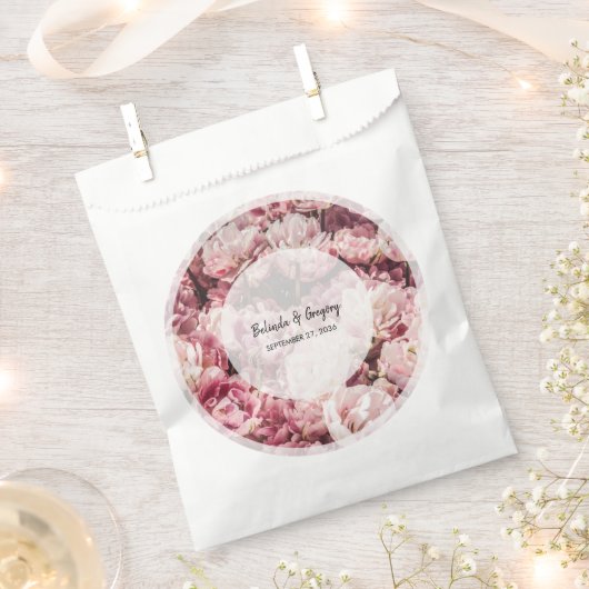 エレガントピンク結婚牡丹 フェイバーバッグ (クリップ留めされた状態)