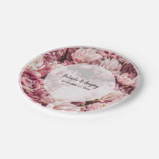 エレガントピンク結婚牡丹 ペーパープレート (アングル)