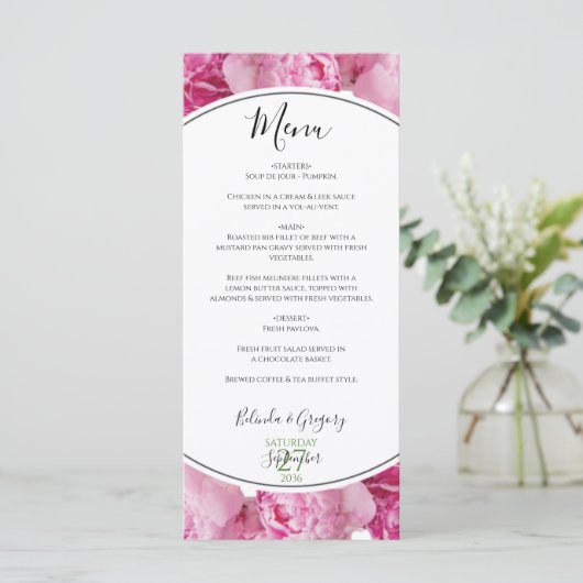 エレガントピンク結婚牡丹 メニュー (スタンド正面)