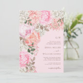 エレガントピンク結婚牡丹 招待状 (スタンド正面)
