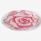 エレガントピンク色のバラパーソナライズされた結婚s ペーパープレート (アングル)