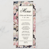 エレガントピンク色のフローラアジサイ結婚ズ メニュー (正面/裏面)