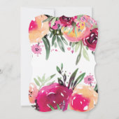 エレガントピンク色のフローラ結婚の 招待状 (裏面)