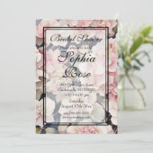 エレガントピンク色フローラブライダルシャワー 招待状 (スタンド正面)