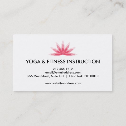 エレガントピンク蓮の花のロゴヨガ癒しの健康 名刺 (裏面)