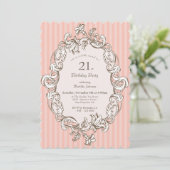 エレガントピンク21歳の誕生日パーティー 招待状 (スタンド正面)