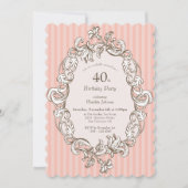 エレガントピンク40歳の誕生日パーティー 招待状 (正面)