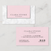 エレガントピンク&シモダンルバーの白い大理石パステル 名刺 (正面/裏面)