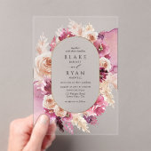 エレガントピンク、ブルゴーニュ、シャンパンのフローラ結婚ズ アクリル招待状 (インサイチュ (ポータブル))
