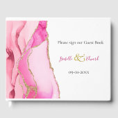 エレガントピンク&金ゴールドアガテ結婚石 ゲストブック (正面)