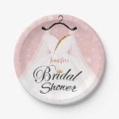 エレガントピンク&金ゴールド結婚ズブライダルシャワー ペーパープレート (正面)