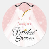 エレガントピンク&金ゴールド結婚ズブライダルシャワー ラウンドシール (正面)