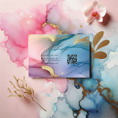 エレガントピンク、青、金ゴールドフローインク結婚 出欠カード