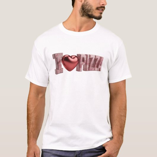 エレガントピンク I LOVE PIZZA オリジナルデザイン Tシャツ (正面)