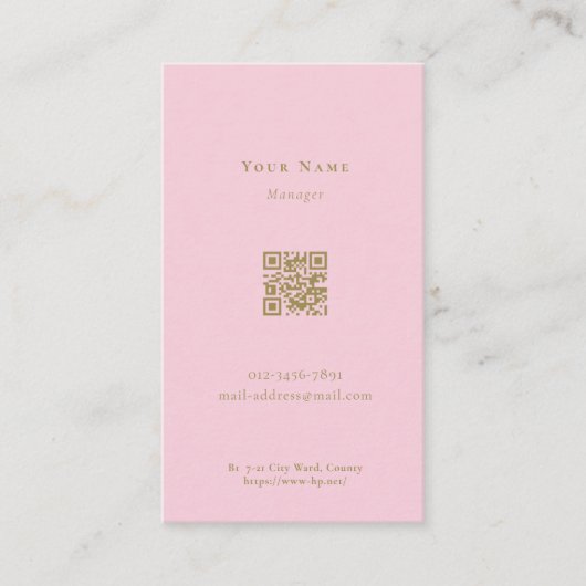 エレガントピンク QRコード付きの名刺 名刺 (正面)