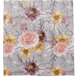 エレガントピンモダンクフローラ シャワーカーテン