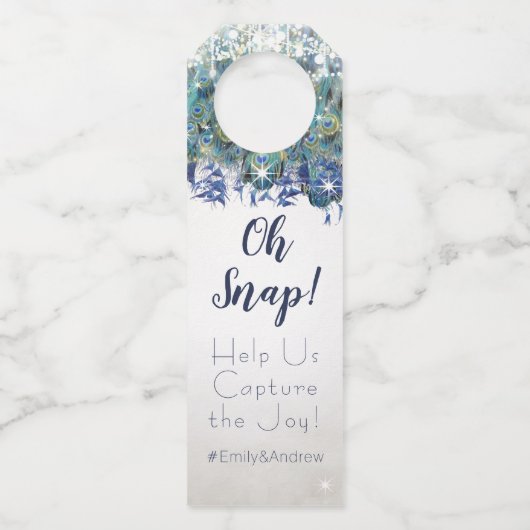 エレガントピーコックネイビー素朴ルックスギフトラベル ボトルネックタグ (裏面)