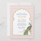 エレガントピーコックピンク&金ゴールドインディアン結婚ズ 招待状 (正面)