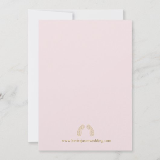 エレガントピーコックピンク&金ゴールドインディアン結婚ズ 招待状 (裏面)