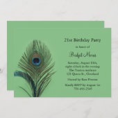 エレガントピーコック21歳の誕生日招待状 招待状 (正面/裏面)