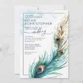 エレガントピーコック&ティール（緑がかった色） – ラビッシュ結婚式招待状 招待状 (正面)