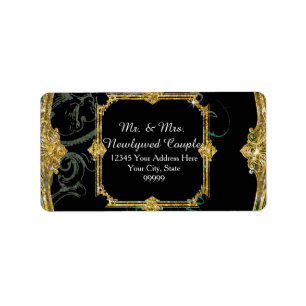 エレガントピーコックwヴィンテージスクロールインディアン結婚 ラベル