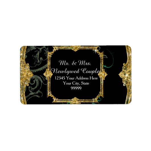 エレガントピーコックwヴィンテージスクロールインディアン結婚 ラベル (正面)